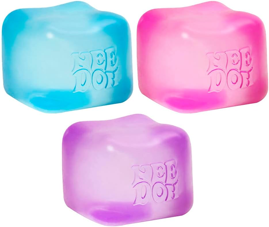 Schylling Needoh Nice Cube Sensory Toy with a Super Solid Squish - Always Returns to its Square Shape - Ages 3 and Up - 1 or 3 Pack Assorted Colours (Nice Cube. 1/3 Pack. Colours Chosen at Random)